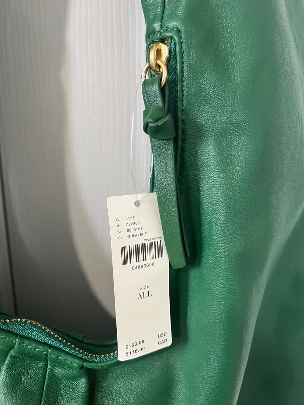 NWT Anthropologie Emerald Green Leather Oversized Hobo Shoulder Bag